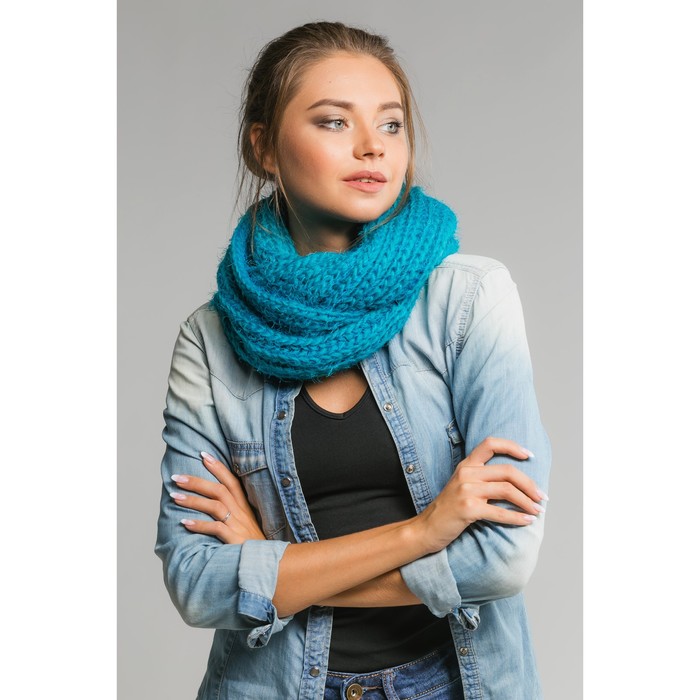 Шарф хомут "Нежность", размер 25х130 см, цвет голубой