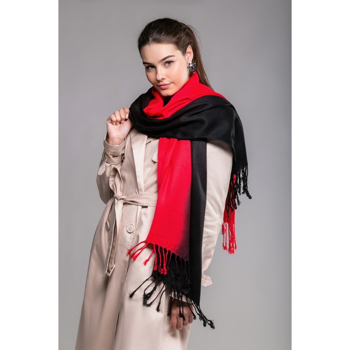 Палантин, размер 70х170 см, цвет красный/чёрный