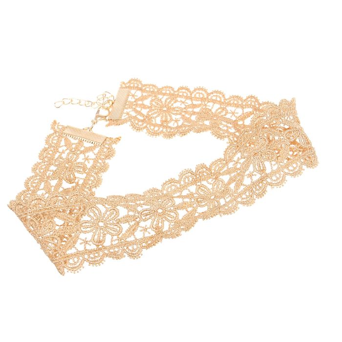 Чокер "Цветы" цвет кофе с молоком