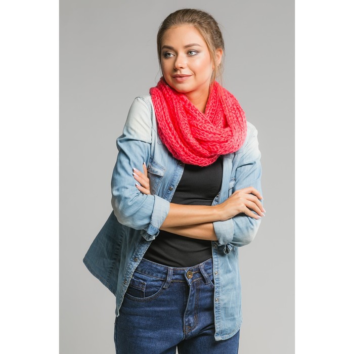 Шарф хомут "Прованс", размер 20х140 см, цвет коралловый