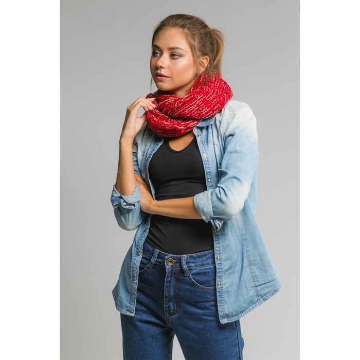 Шарф хомут "Классика", размер 25х114 см, цвет красный