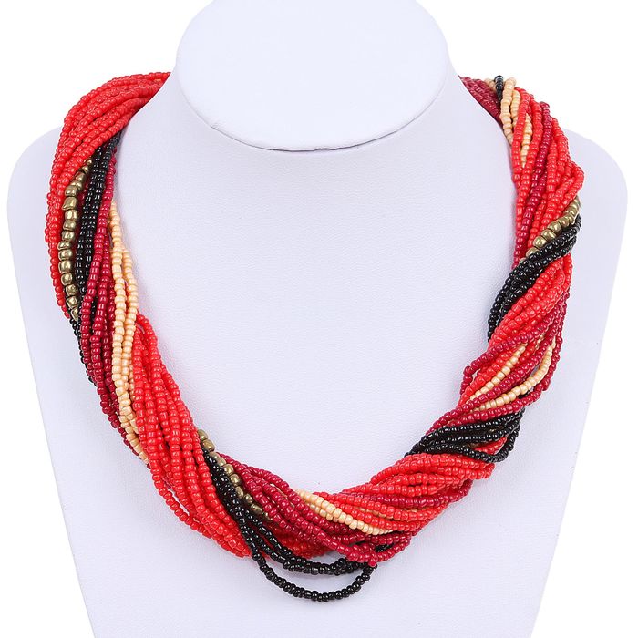 Бусы бисер "Жгут", цвет кораллово-бежево-коричнево-золотой, 50см