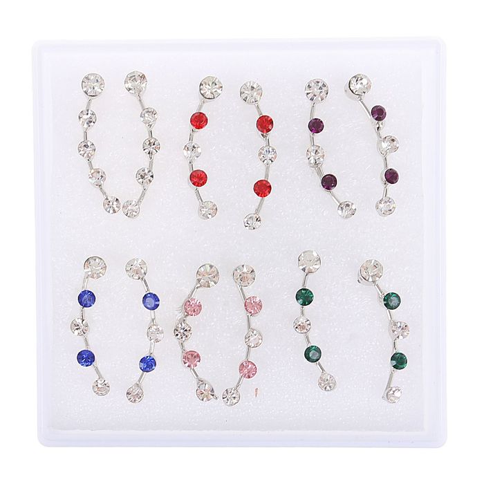 Пусеты в коробочке 6 пар "Дорожка", цвет МИКС в серебре