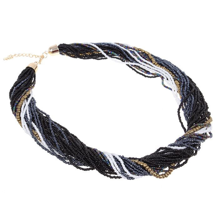 Бусы бисер "Жгут", цвет чёрно-белый