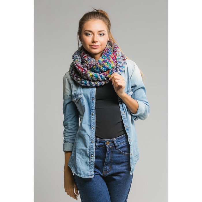 Шарф хомут "Феерия", размер 30х140 см, цвет серый