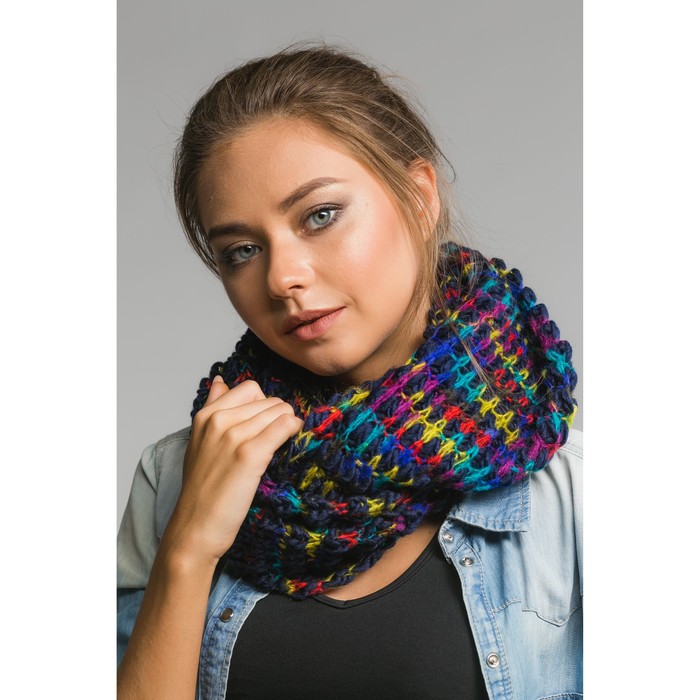 Шарф хомут "Феерия", размер 30х140 см, цвет тёмно-синий