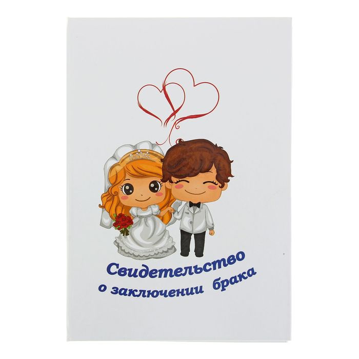 Папка для свидетельства о заключении брака "Молодожены", белый фон, А5, ламинированное