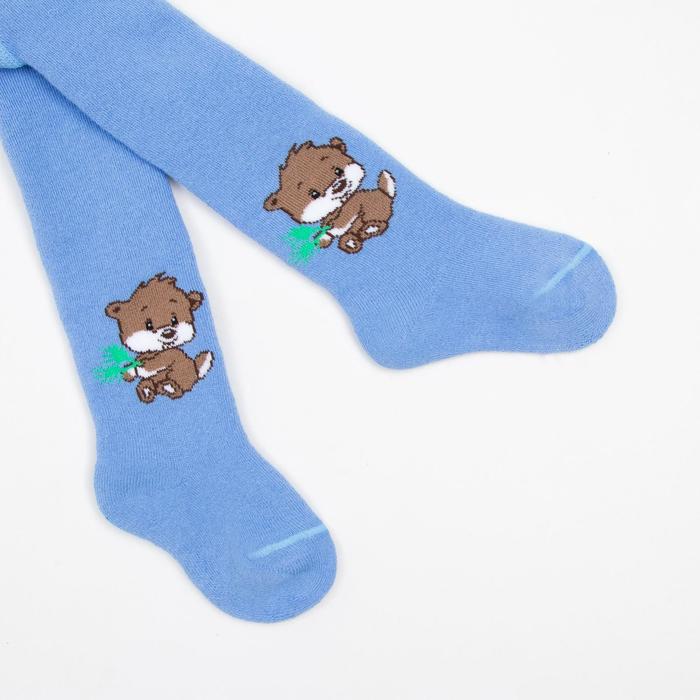 Колготки детские плюшевые ПФС70-1001, цвет голубой, рост 74-80 см