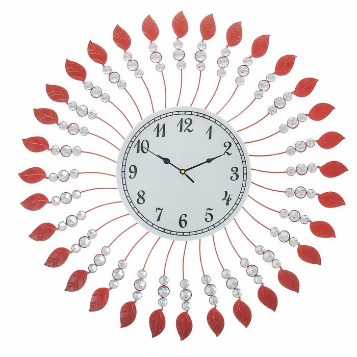 Часы настенные интерьерные "Серия Ажур. Красные лепестки", белый циферблат