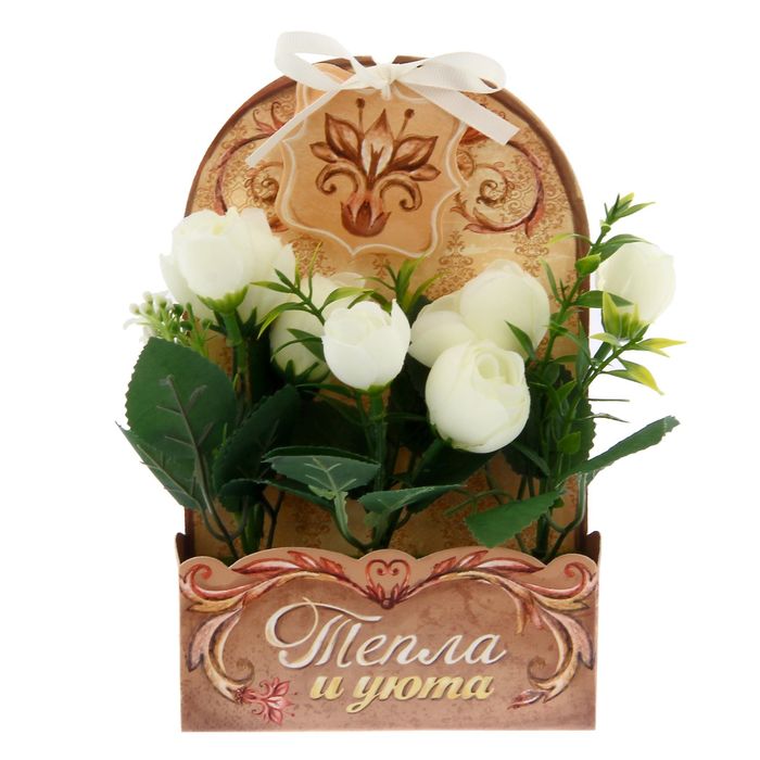 Цветы в картонном кашпо «Тепла и уюта», 12,5 х 20 см