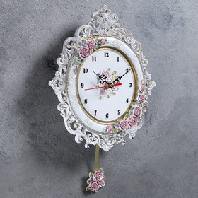 

Часы настенные, серия: Маятник, "Розы и ажур", 22х24 см