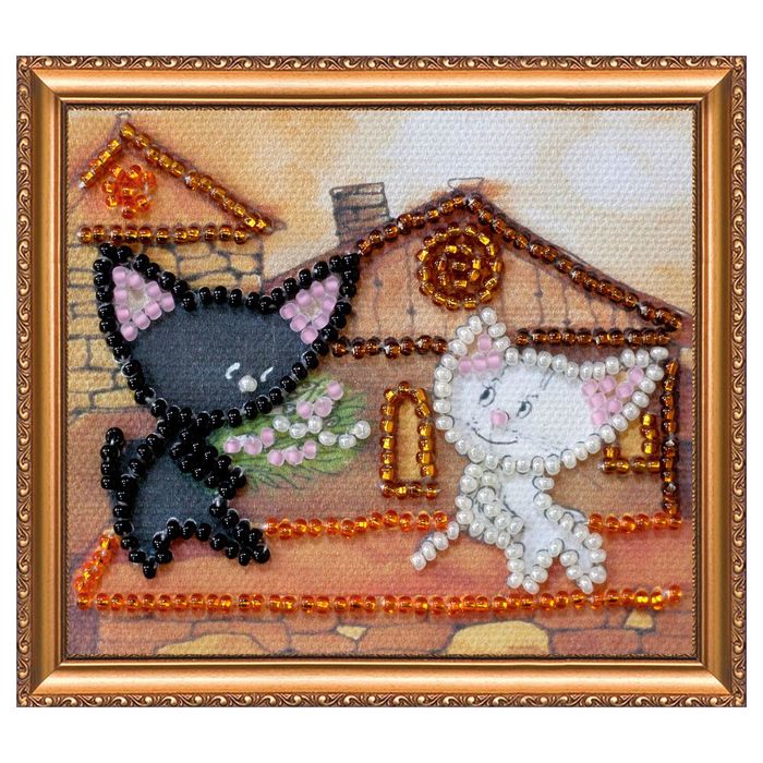 Набор для вышивки бисером "Магнит. Коты на крыше"
