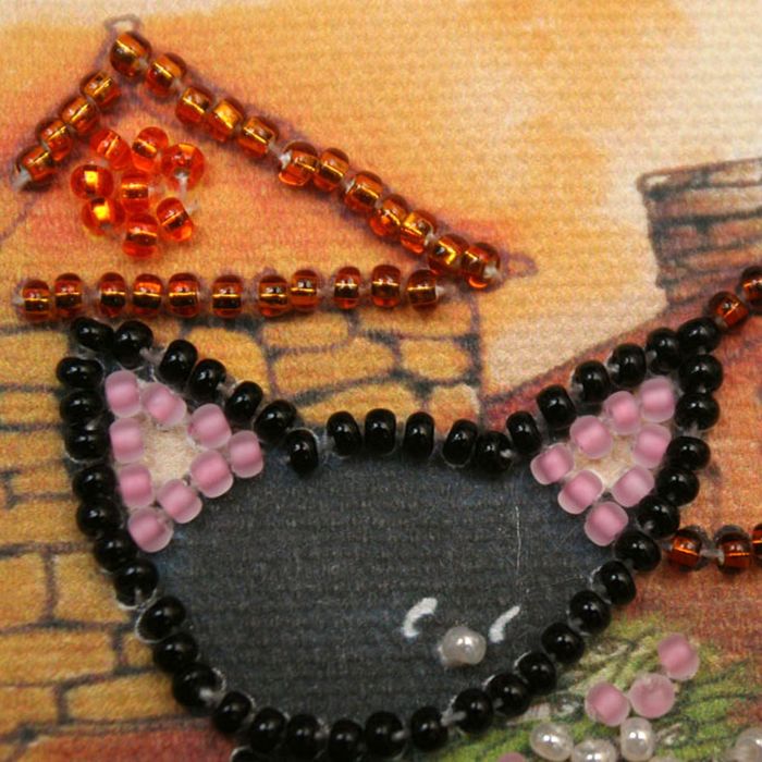 Набор для вышивки бисером "Магнит. Коты на крыше"