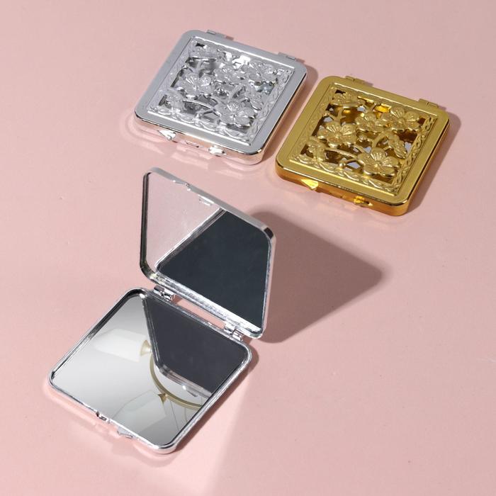 Зеркало складное, квадратное, без увеличения, двустороннее, цвет МИКС