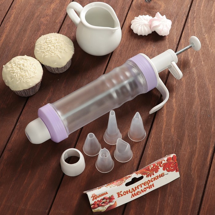 Шприц кондитерский 250 мл Decorator, 5 насадок (под диаметр насадок 2,5 см)