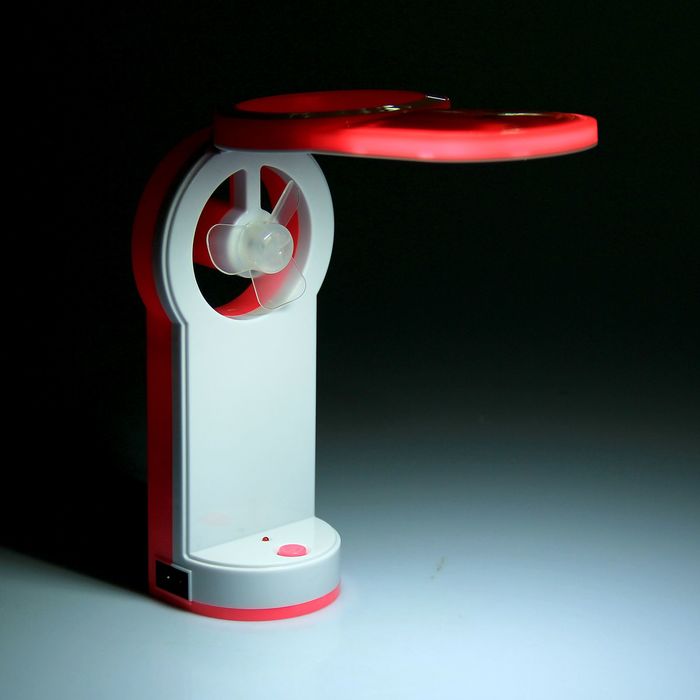 Лампа наст.LED-лампа(18 диодов) с вентилят. (2 режима) "Фан"МИКС держит заряд, шнур в компл.