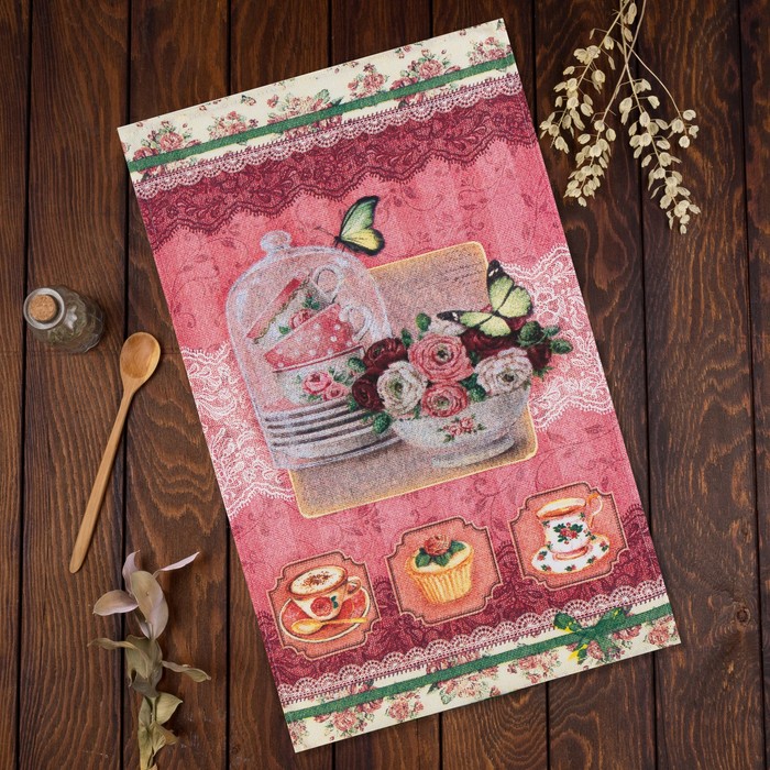 Полотенце кухонное Доляна "Шанталь", размер 35х62±2 см, хлопок, рогожка, 162 г/м2