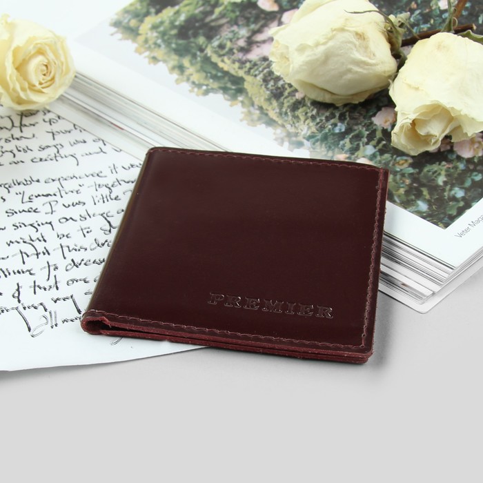 Кошелёк женский, 2 отдела, для карт, цвет бордовый глянцевый