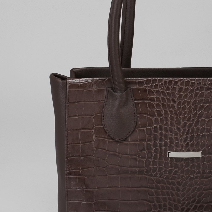 Сумка женская, 1 отдел на молнии, наружный карман, коричневая