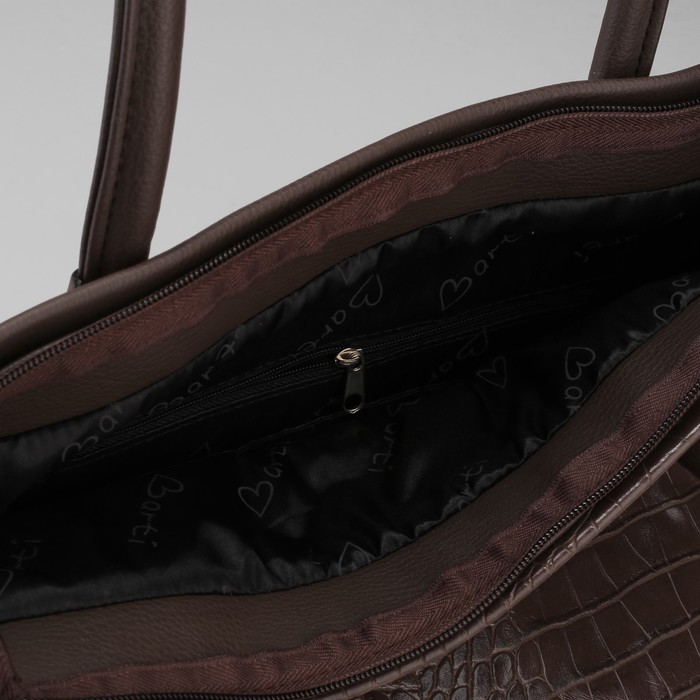 Сумка женская, 1 отдел на молнии, наружный карман, коричневая