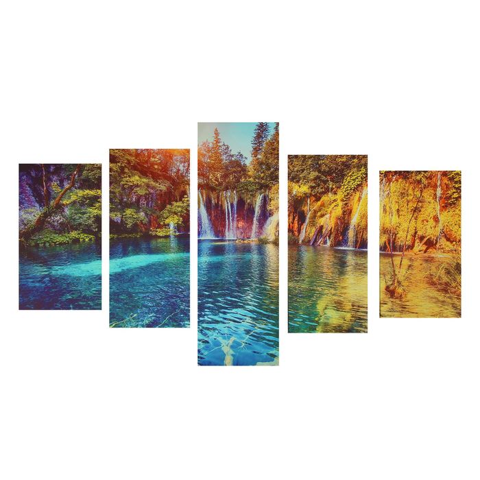 Модульная картина на подрамнике "Водопады", 46×25 см, 2 — 55×25 см, 1 — 75×25 см, 125×75 см