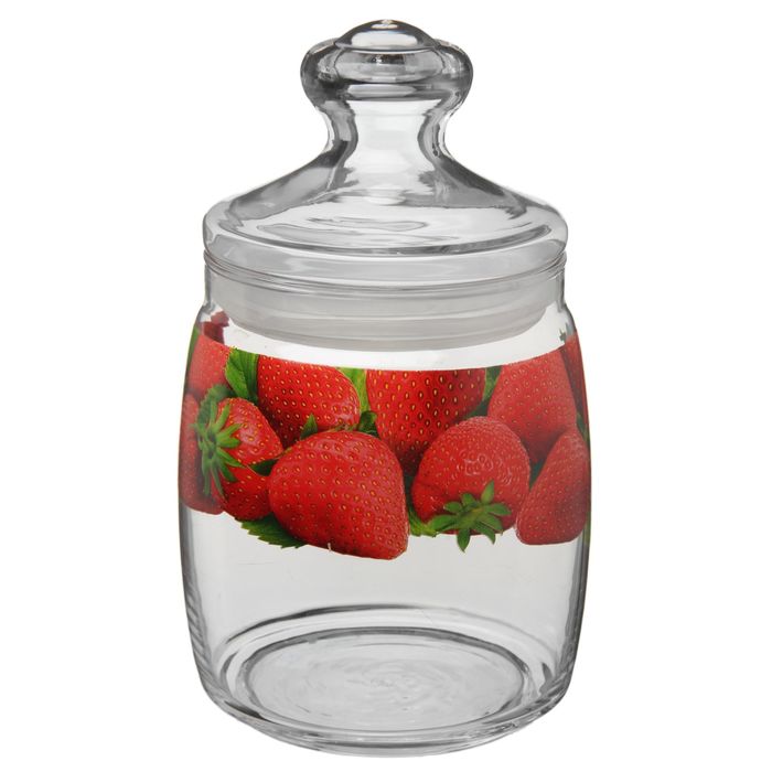 Банка с крышкой 940 мл "Ягоды садовые", рисунок МИКС