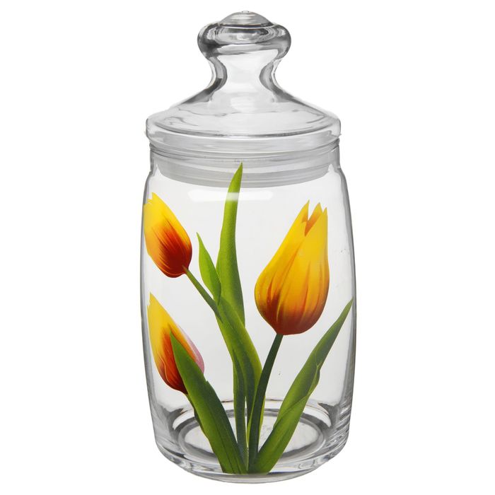 Банка с крышкой 1,1 л "Цветник"