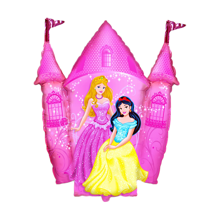 Шар фольгированный 34" "Принцессы и замок", цвет розовый