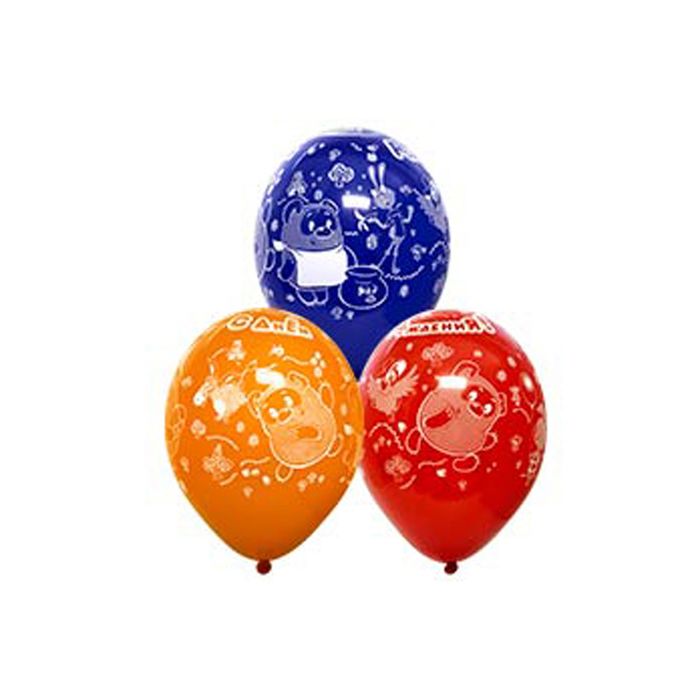 Шар латексный 14" "С днём рождения! Винни-Пух", пастель, 5-сторонний рисунок, набор 25 шт., цвета МИКС