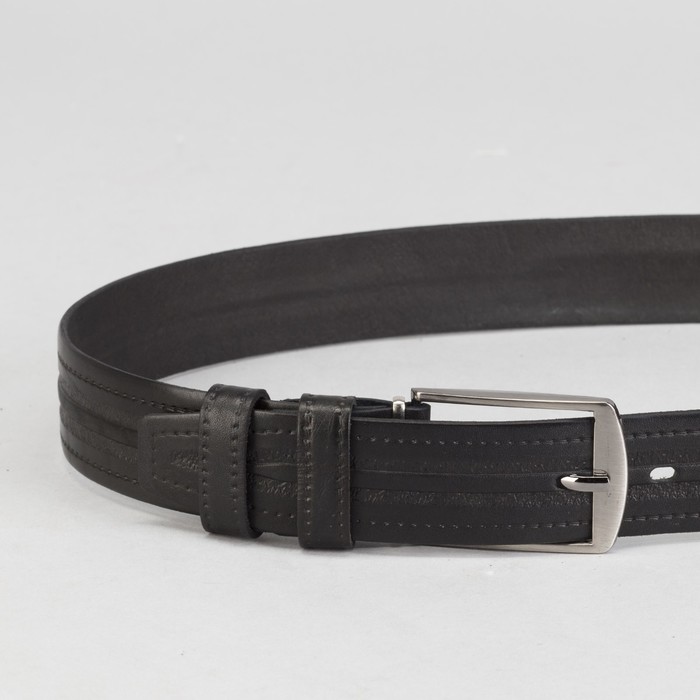 Ремень мужской, винт, пряжка под металл, МИКС, ширина - 3,5см, чёрный