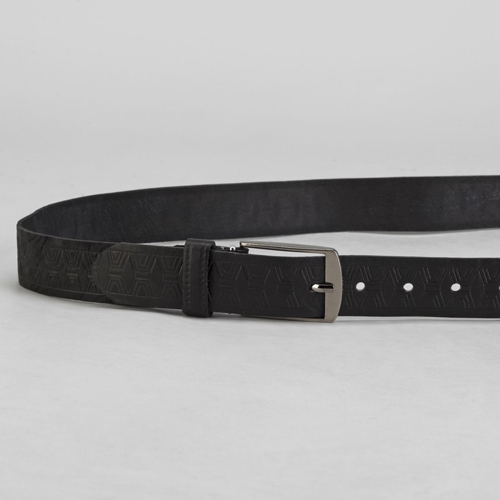 Ремень мужской, винт, пряжка под металл, МИКС, ширина - 3,5см, чёрный