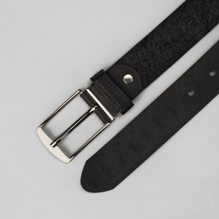 Ремень мужской, винт, пряжка под металл, МИКС, ширина - 3,5см, чёрный