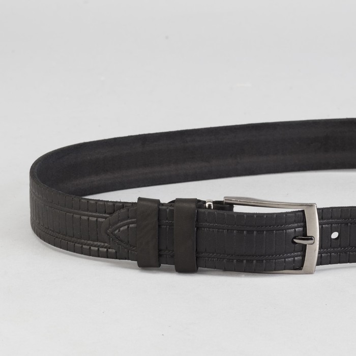 Ремень мужской, винт, пряжка под металл, ширина - 3,5см, чёрный