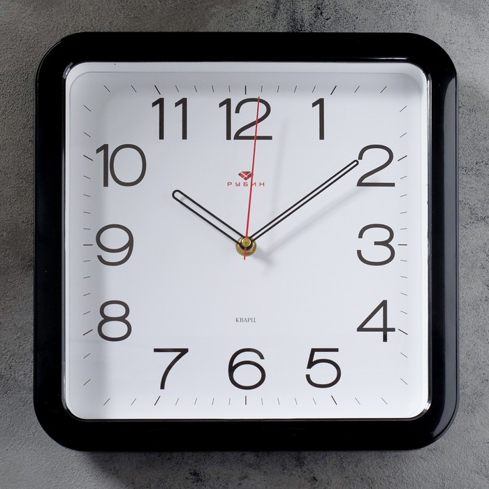 Часы настенные "Классика", квадратные с закруглёнными углами, 30 × 30 см, чёрные