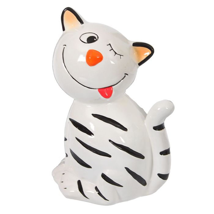 Копилка "Кот Кирюша" глянец, белая