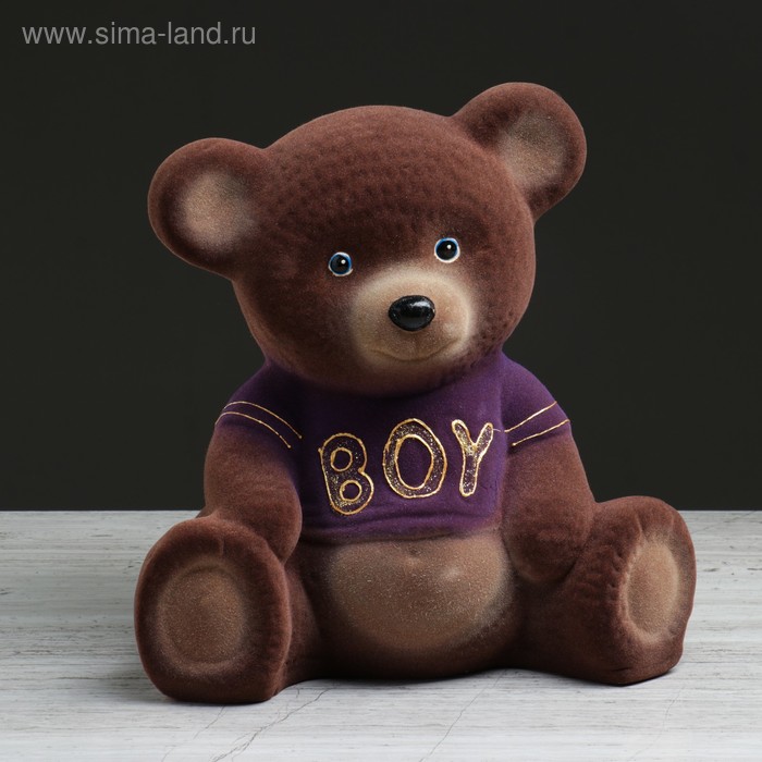 

Копилка "Мишка: boy", коричневый цвет, флок, керамика, 25 см, микс