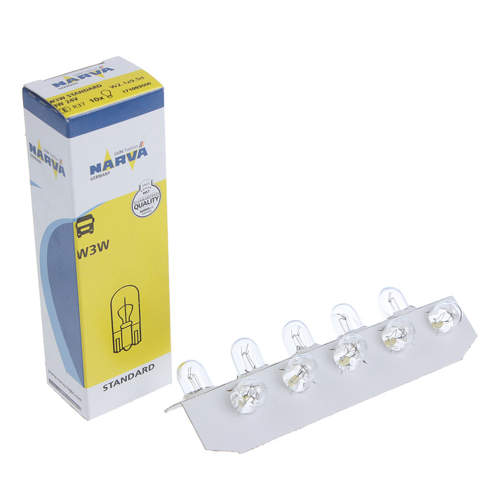 Лампа автомобильная Narva, W3W, 24 В, 3 Вт