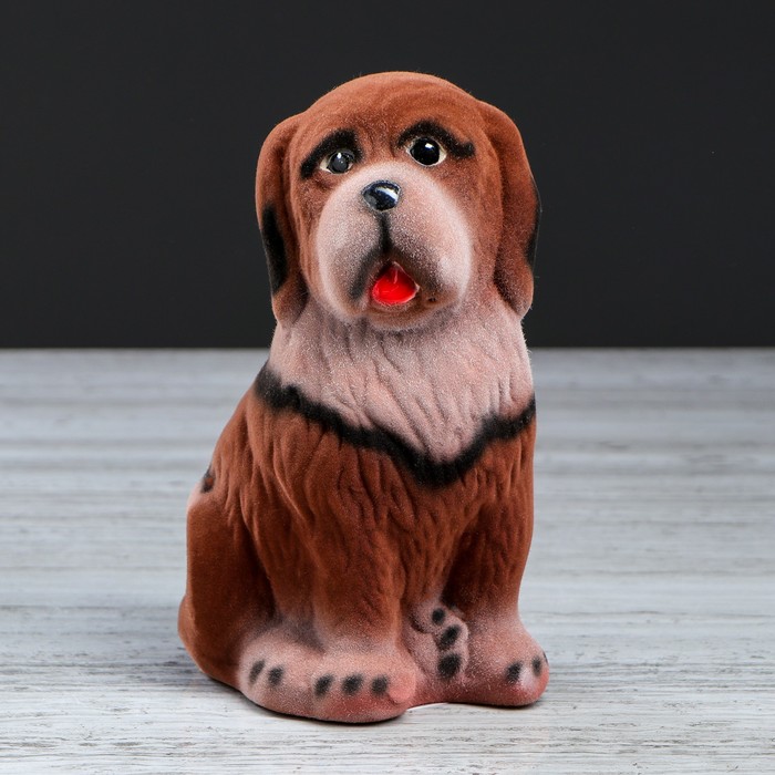 Копилка "Собака Бетховен" малая, флок, коричневая, микс