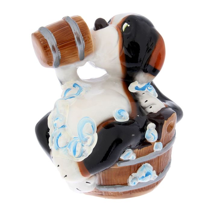 Копилка "Собака Барбос в тазике" глянец, микс