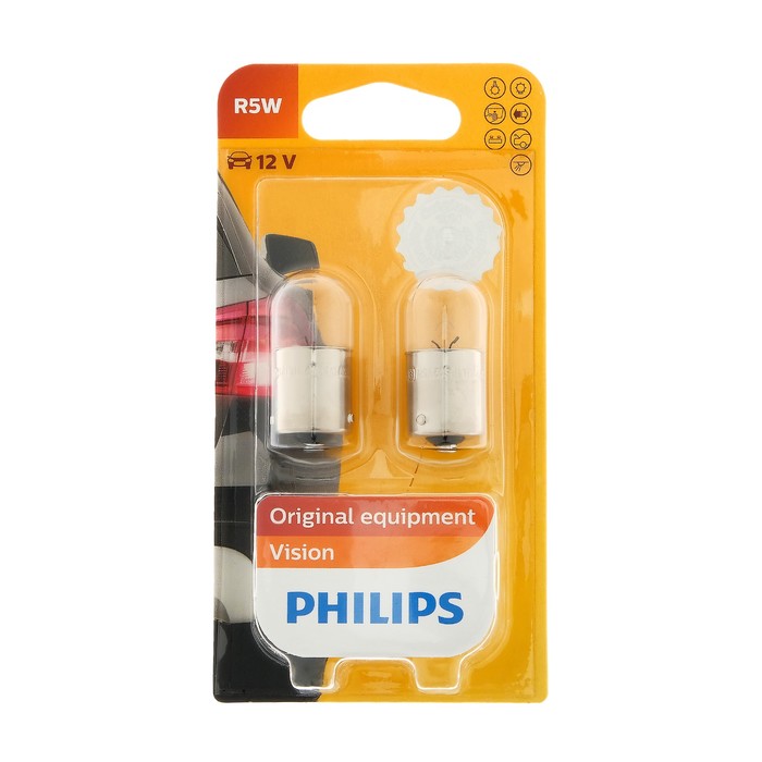 Лампа автомобильная R5W 12V-5W Philips, набор 2 шт.