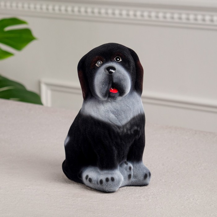 Копилка "Собака Бетховен", флок, чёрная, 18 см