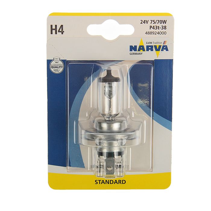 Лампа автомобильная Narva Standard, H4, 24 В, 75/70 Вт