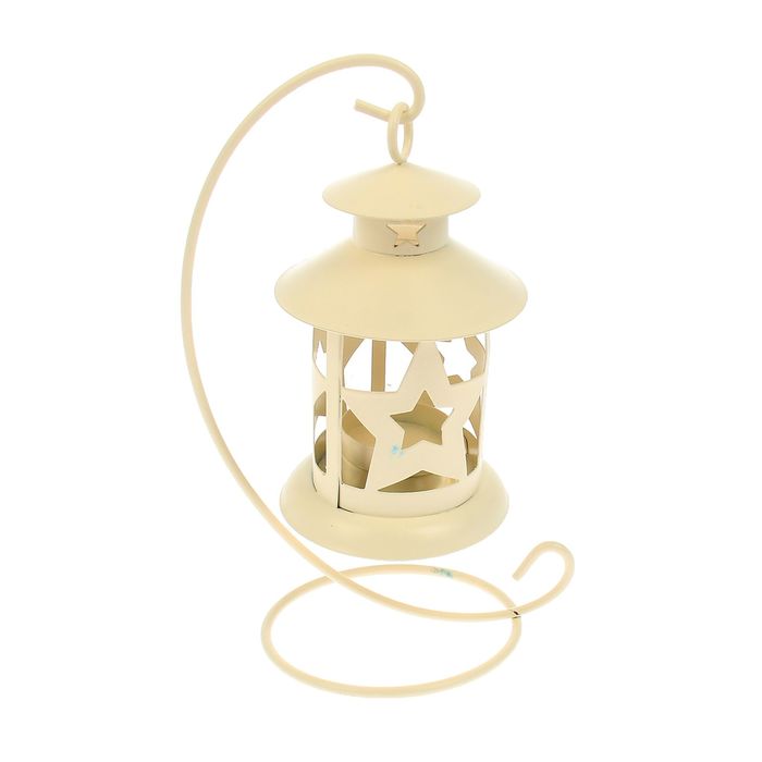 Подсвечник 1 свеча "Звёздный фонарь", белый