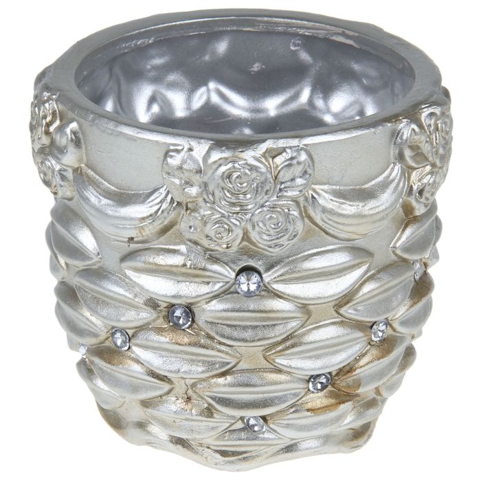 Кашпо-ведёрко "Розы" среднее, голубое