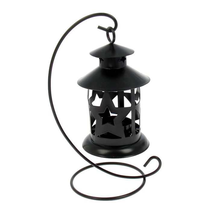 Подсвечник 1 свеча "Звёздный фонарь", чёрный