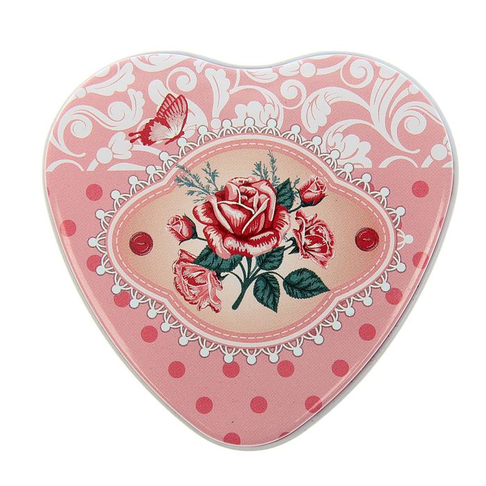 Шкатулка металл сердце "Розы" 3,7х7х7 см