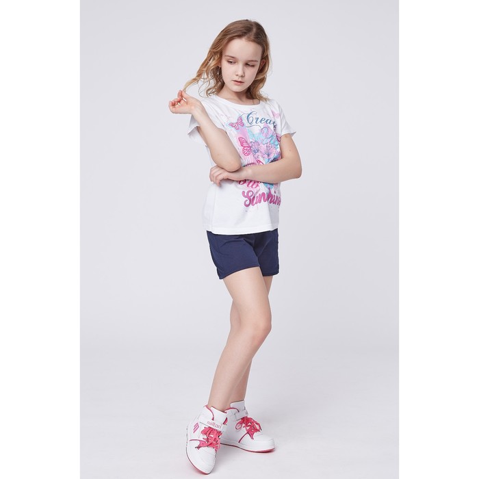 Футболка для девочки, рост 140 см (72), цвет белый_160237