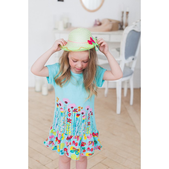 Платье для девочки, рост 104 см (56), цвет св.бирюза_160075