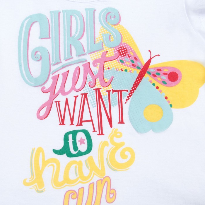 Комплект для девочки (футболка+бриджи), рост 116 см (60), цвет белый/розовый_160084