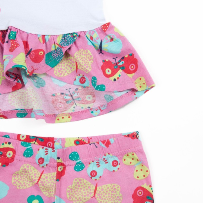 Комплект для девочки (футболка+бриджи), рост 116 см (60), цвет белый/розовый_160084